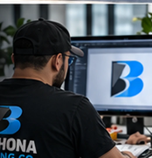 Designer working at a computer — selected from the first approved concept