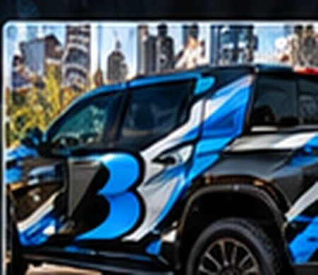 Custom blue and black truck graphics